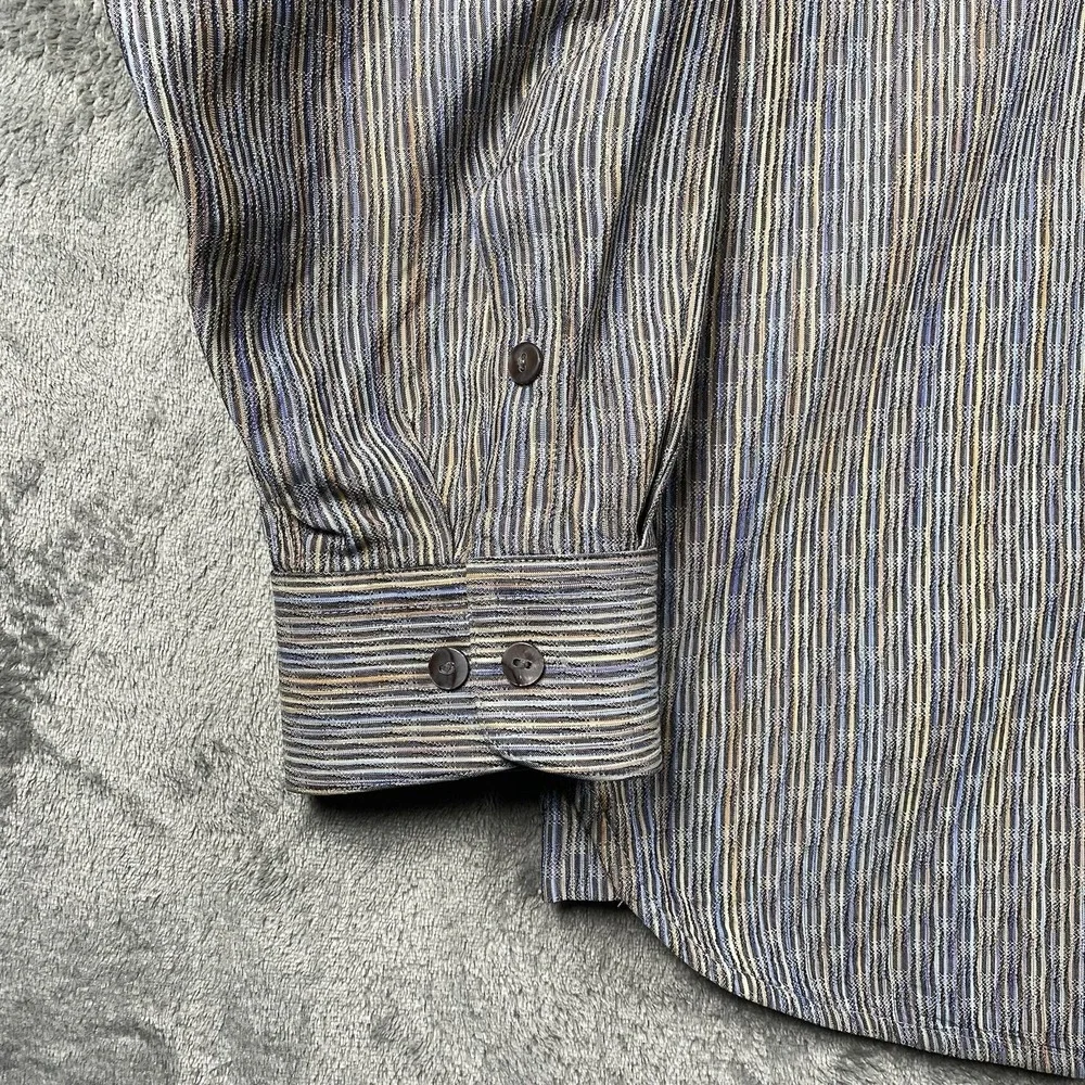 Jhane Barnes Shirt Mens XXL Long Sleeve Geometric Striped Silk Blend Button Down